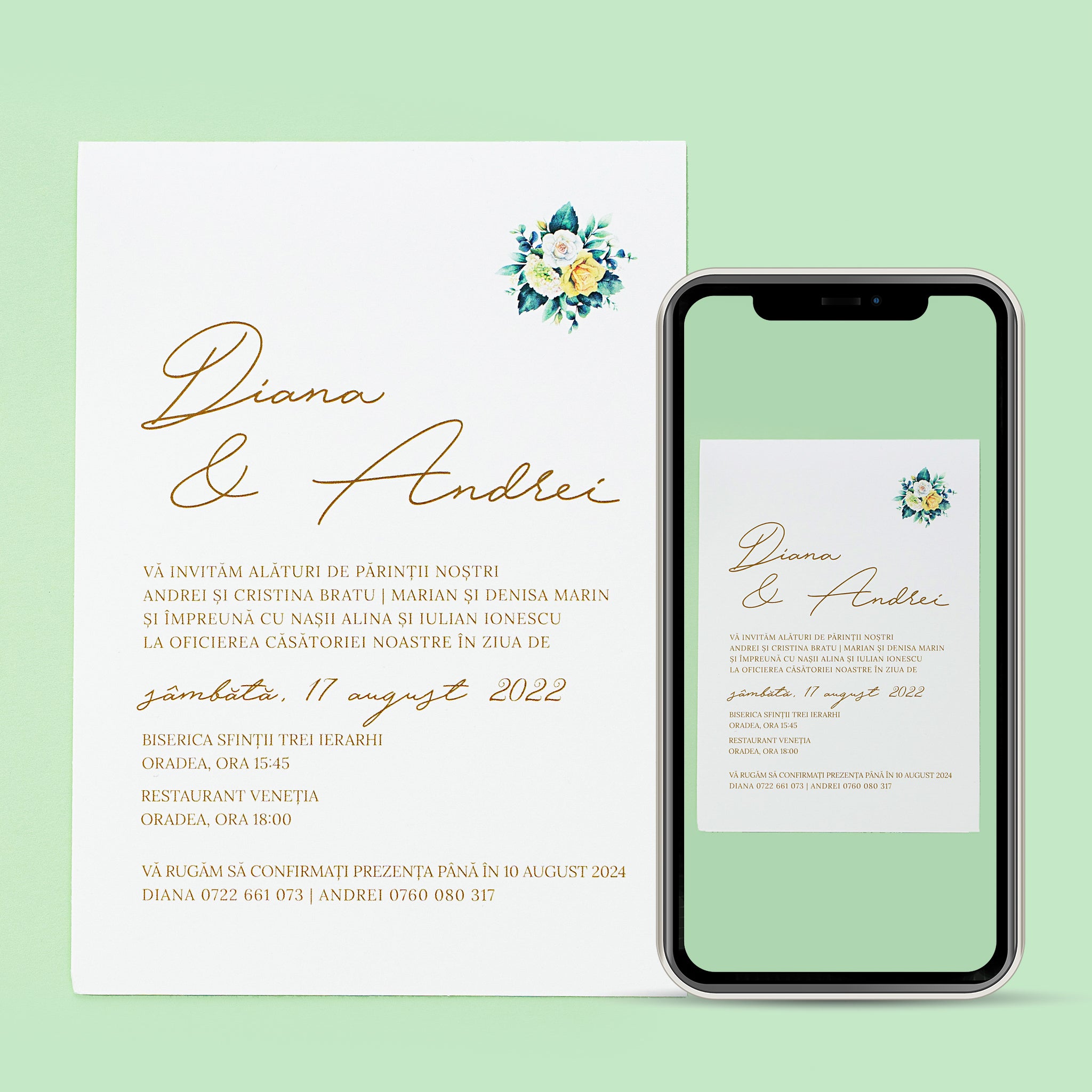 Folium viridi, invitație nuntă, digital