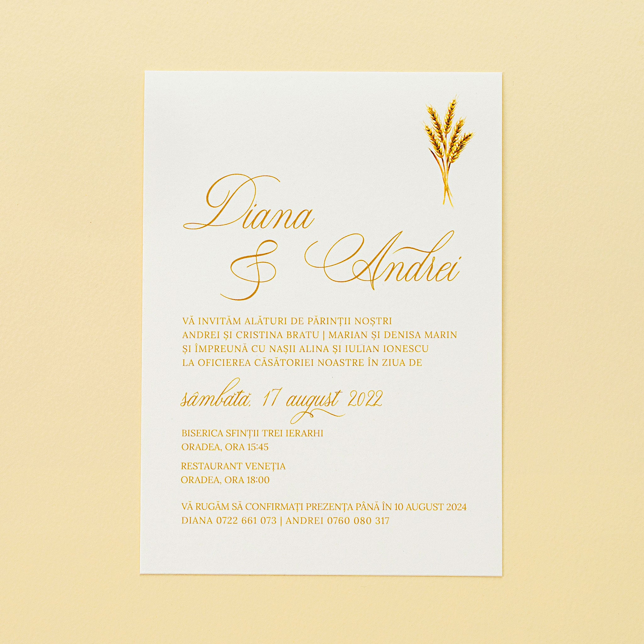 Folium auris, invitație nuntă, handmade