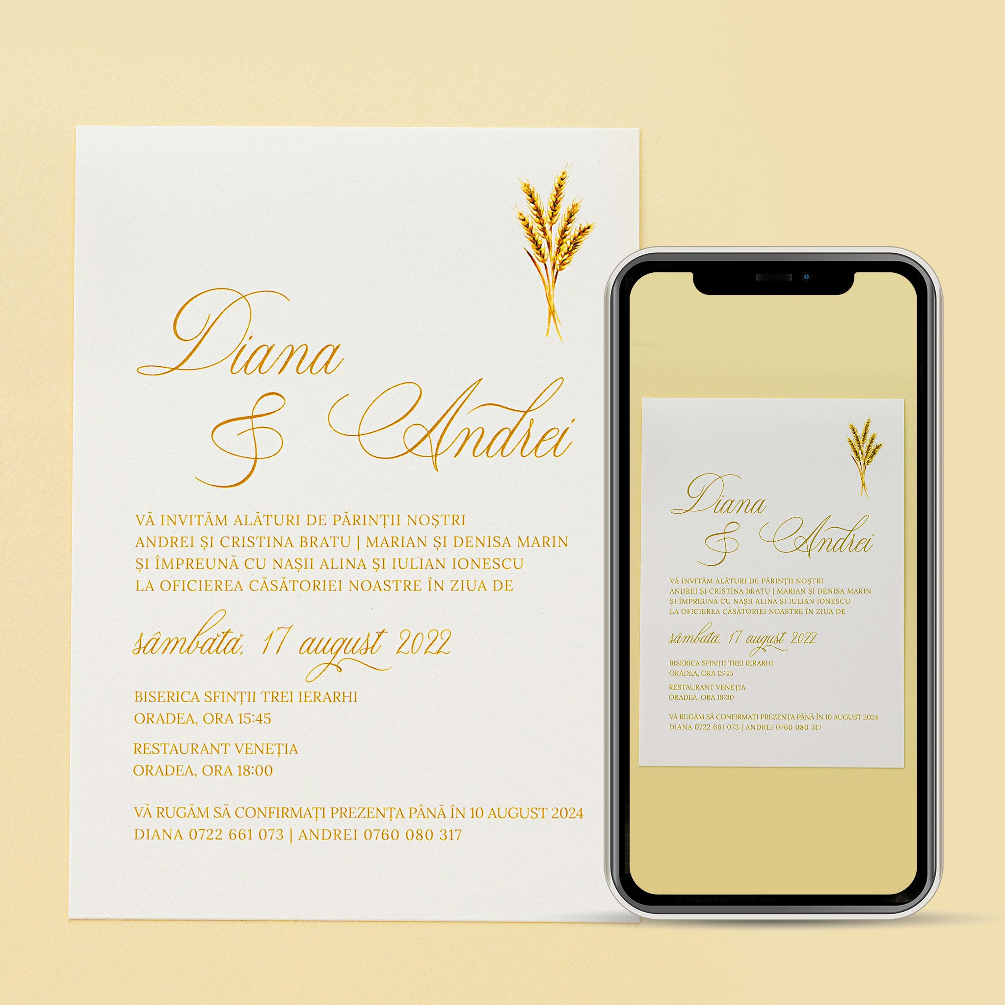 Folium auris, invitație nuntă, digital