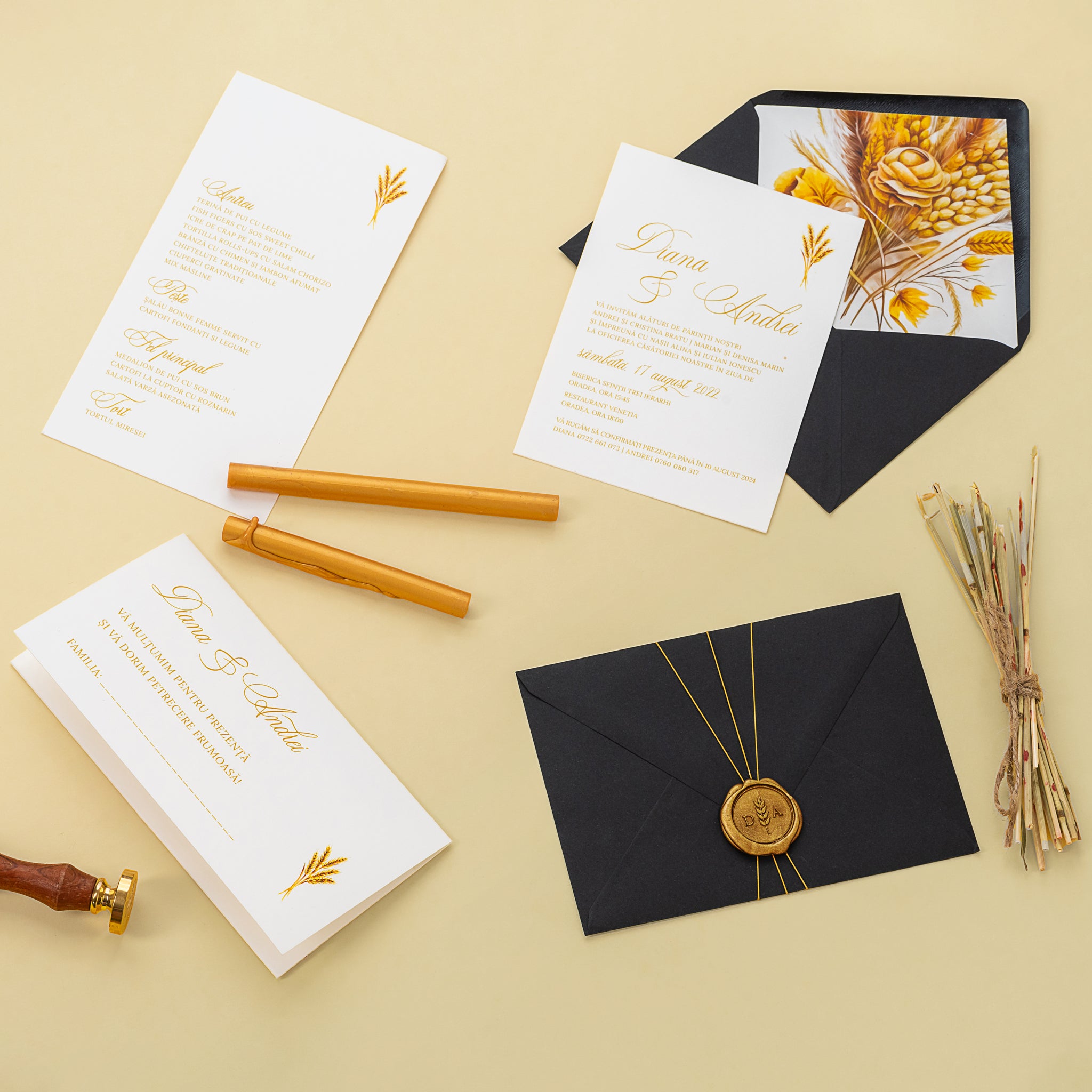 Folium auris, invitație nuntă, handmade