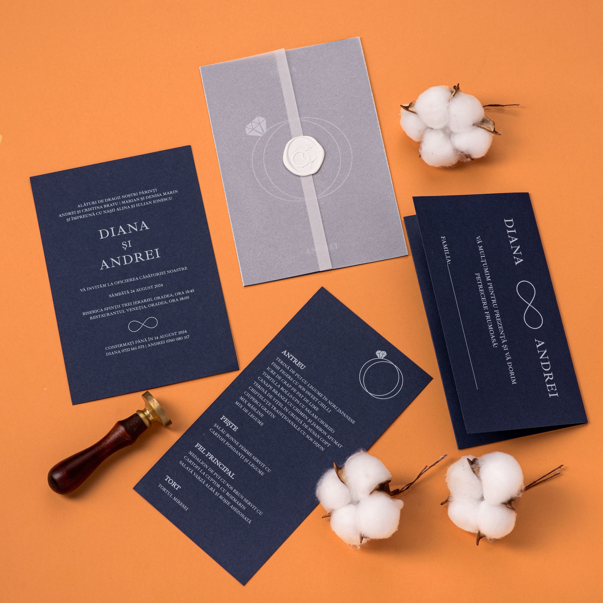 Ovalis sapphirus, card nuntă, handmade