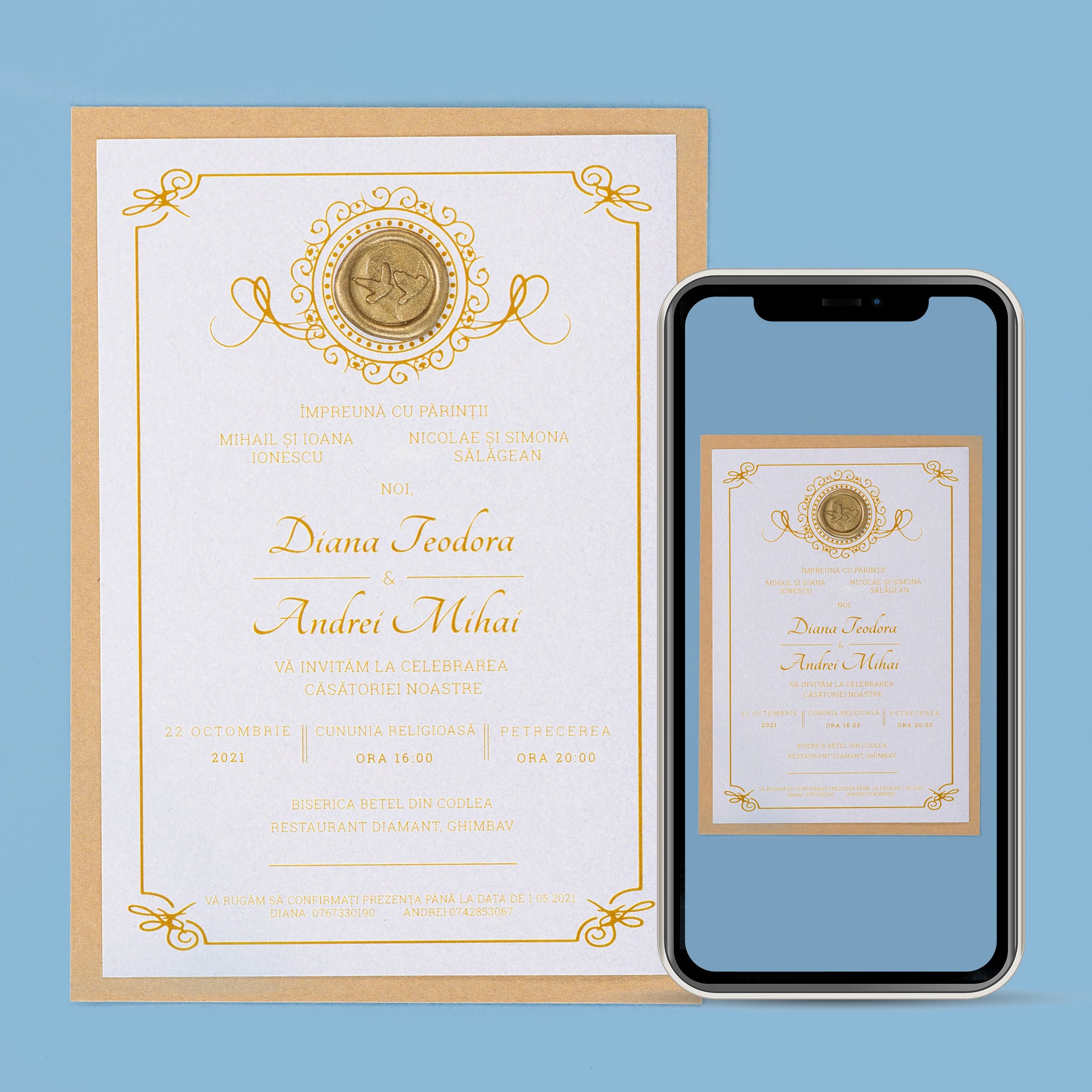 Geminus aureum, invitație nuntă, digital