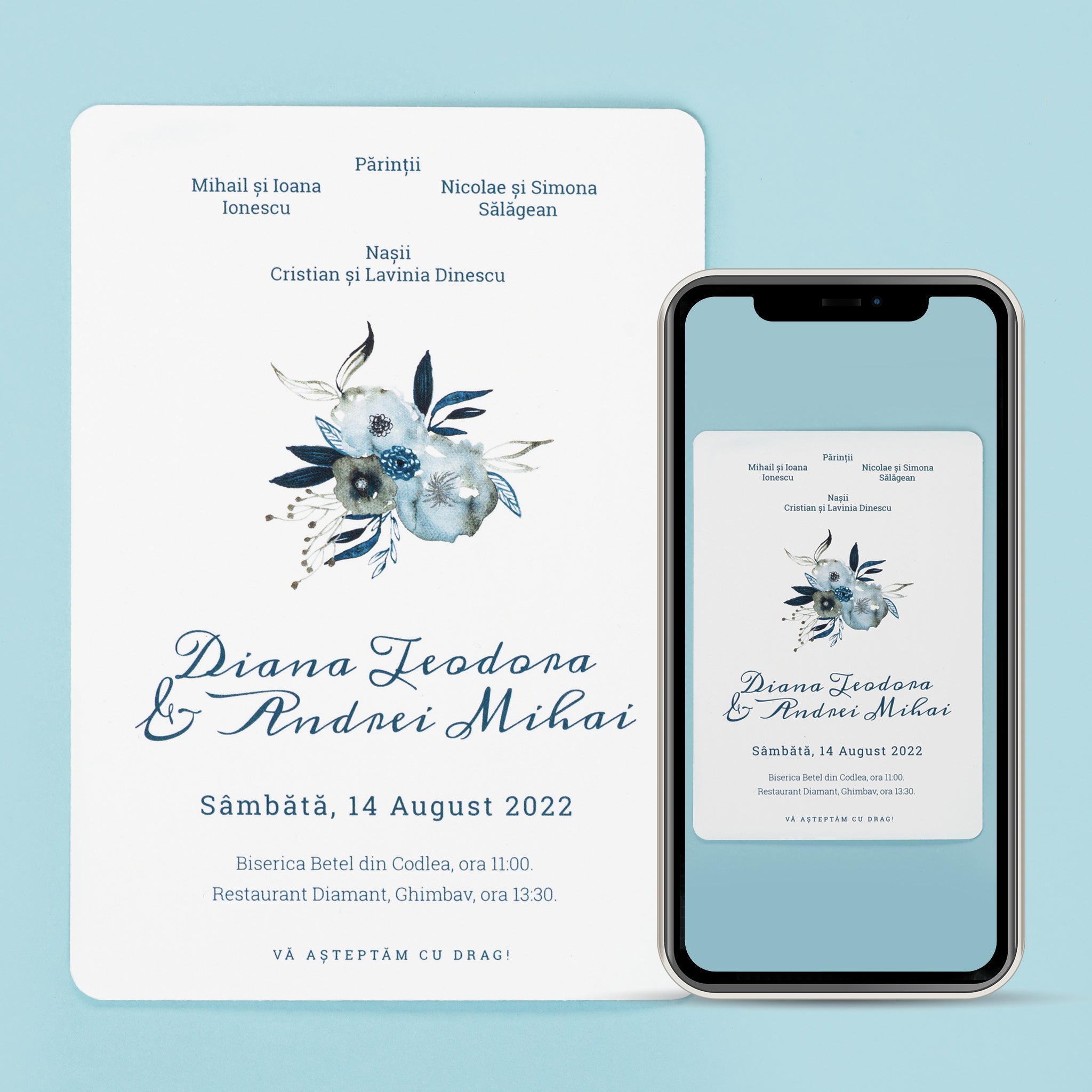 Classical sapphirus, invitație nuntă, digital