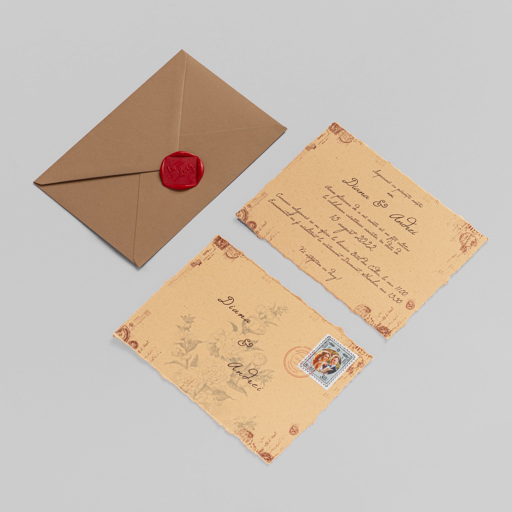 Scissa stamp, invitație nuntă, handmade