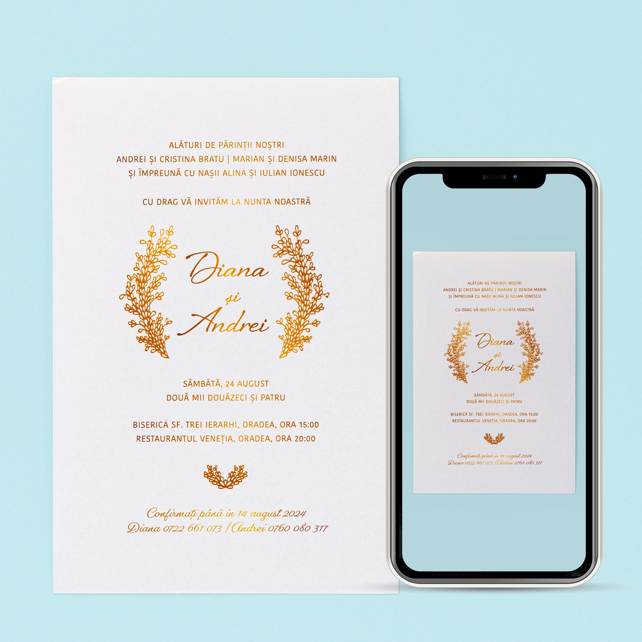 Sigillum coronam, invitație nuntă, digital