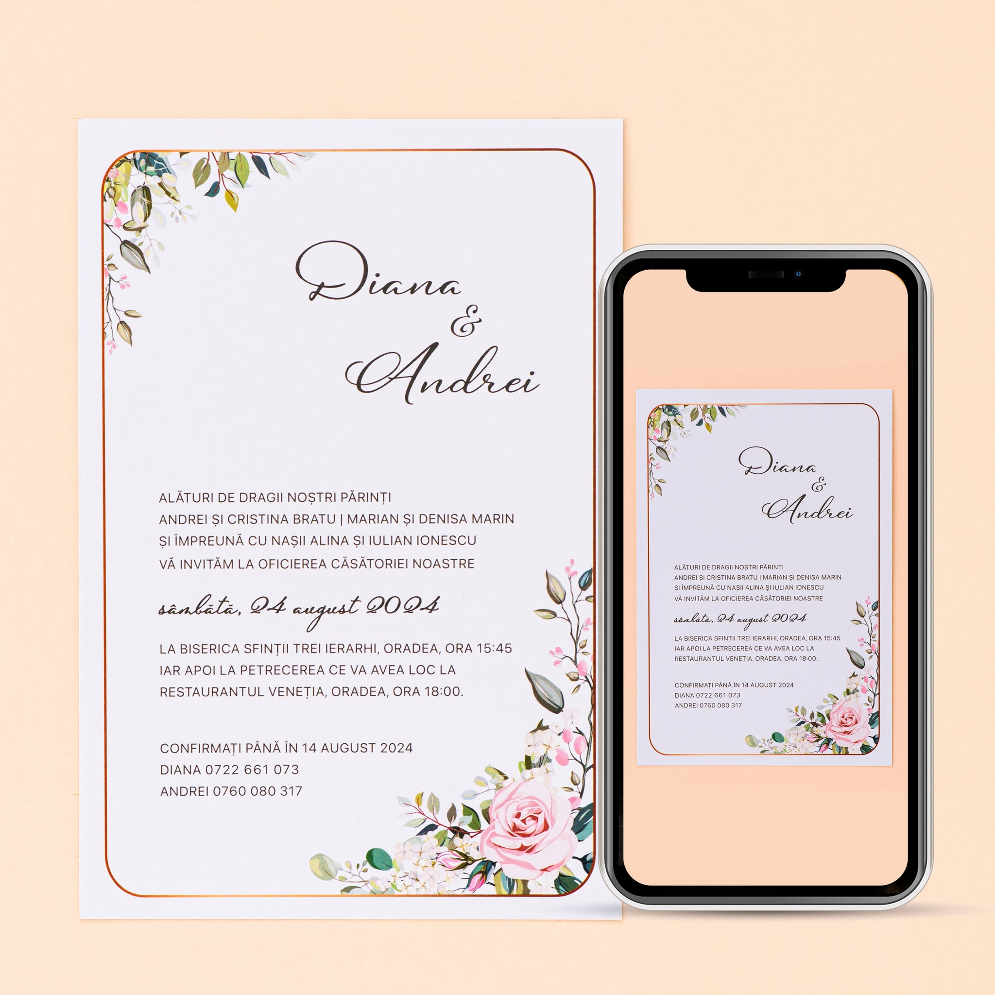 Sigillum floral, invitație nuntă, digital
