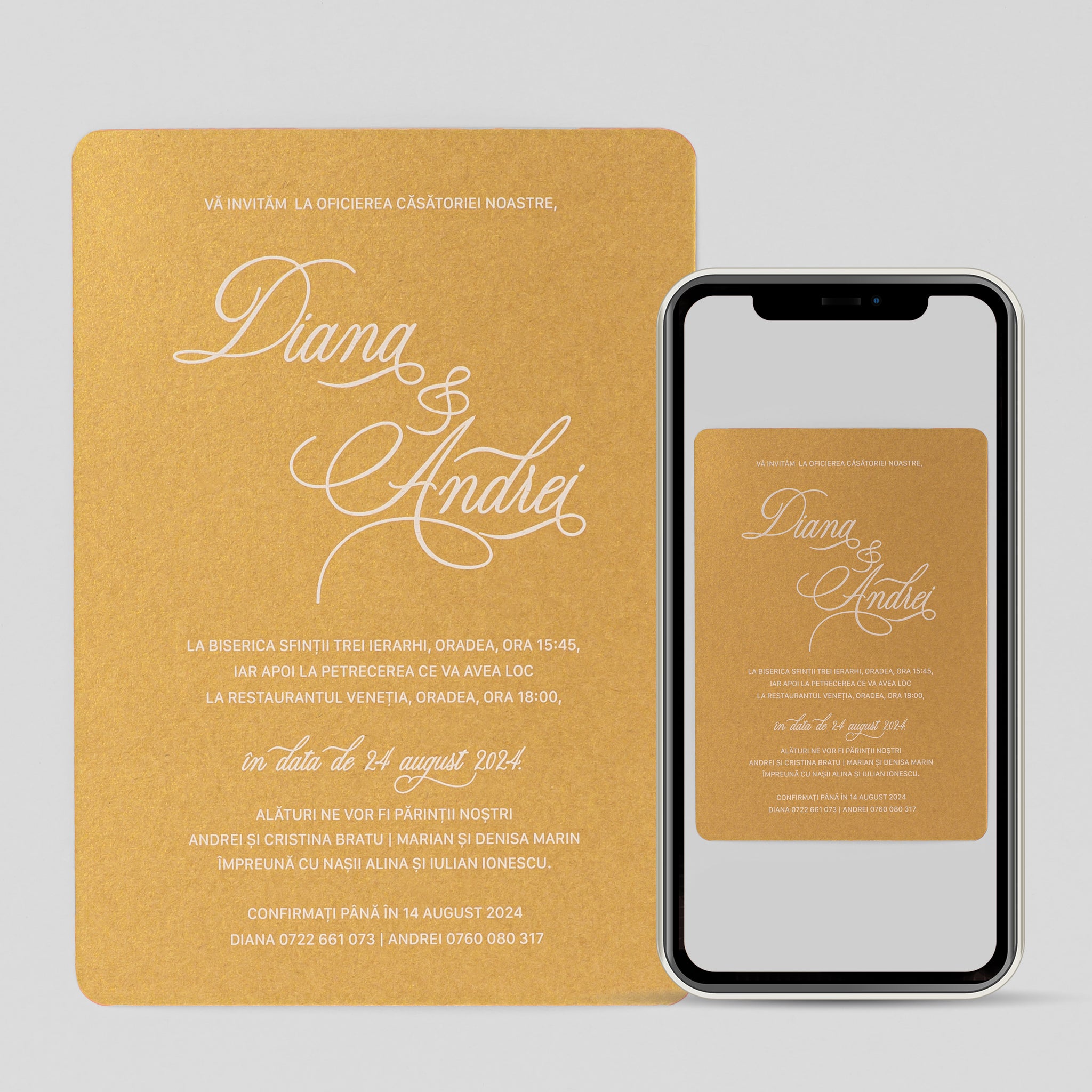Classical aureum, invitație nuntă, digital