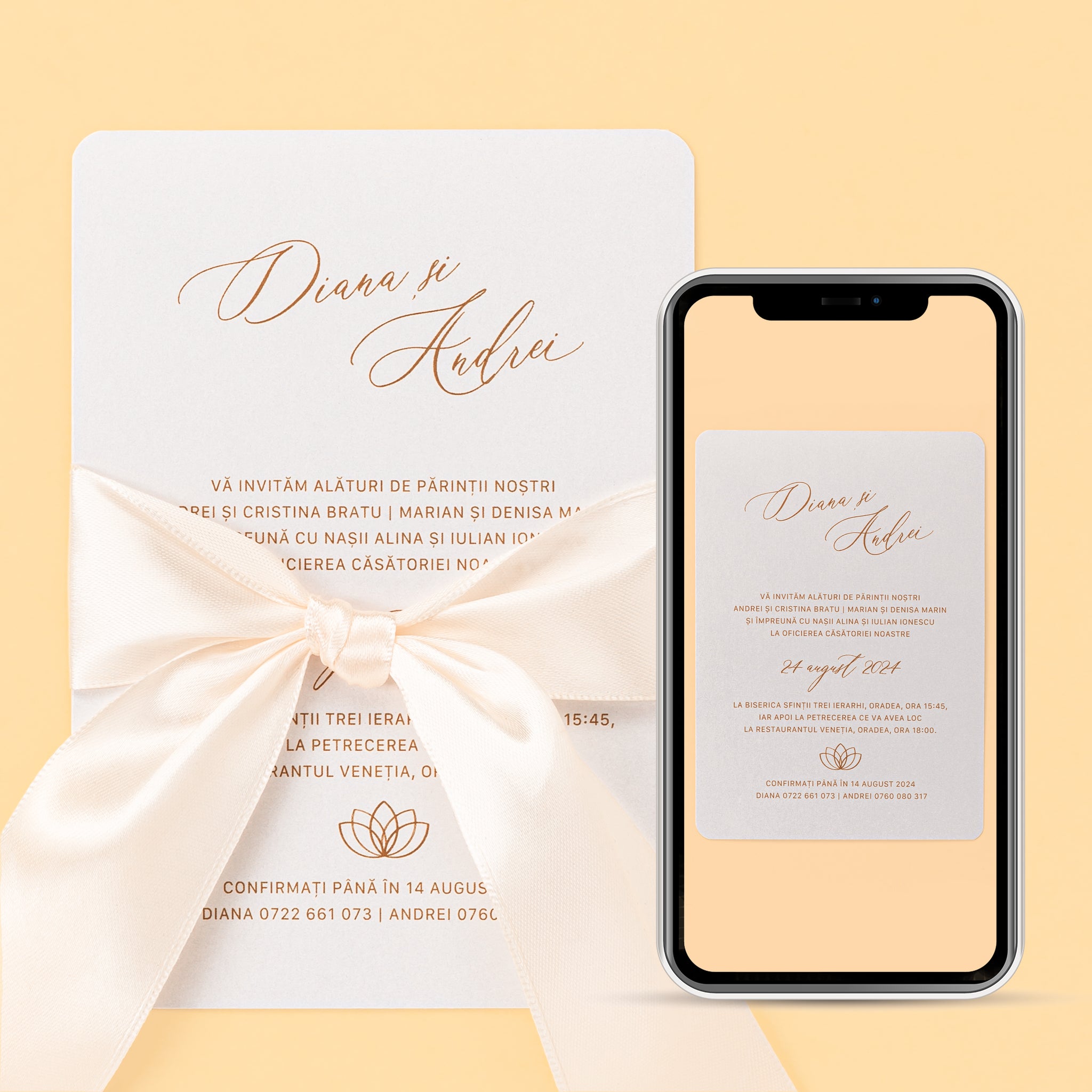 Ornate aureum, invitație nuntă, digital