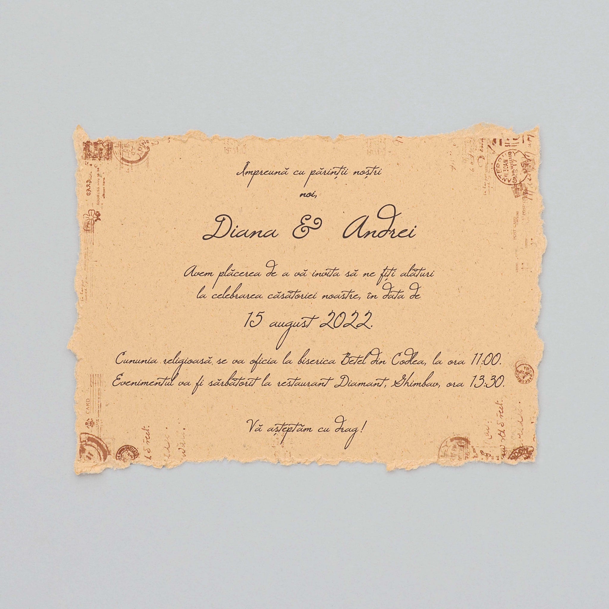 Scissa stamp, invitație nuntă, handmade